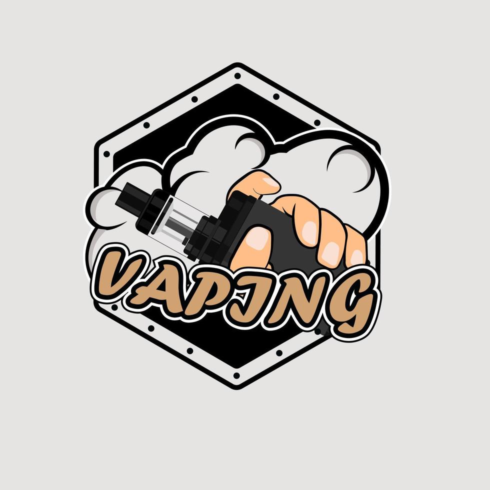 Vintage vaping and hand holding vape isolated vector illustration