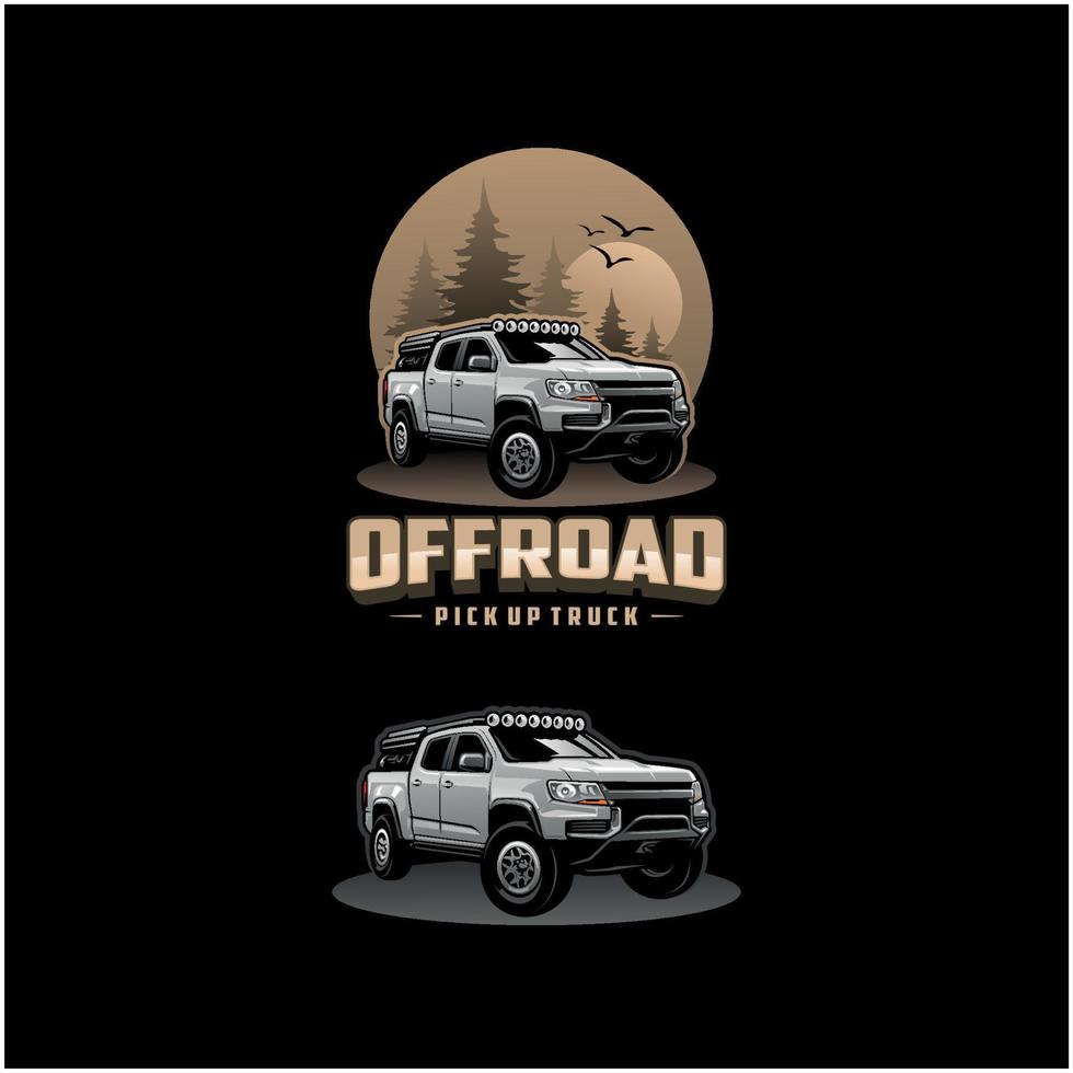 Off road pick up truck illustration logo vector