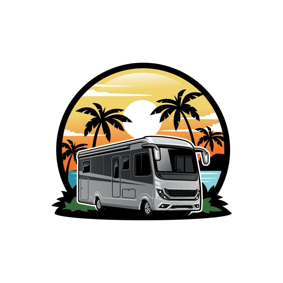 camper van and motor home illustration logo vector