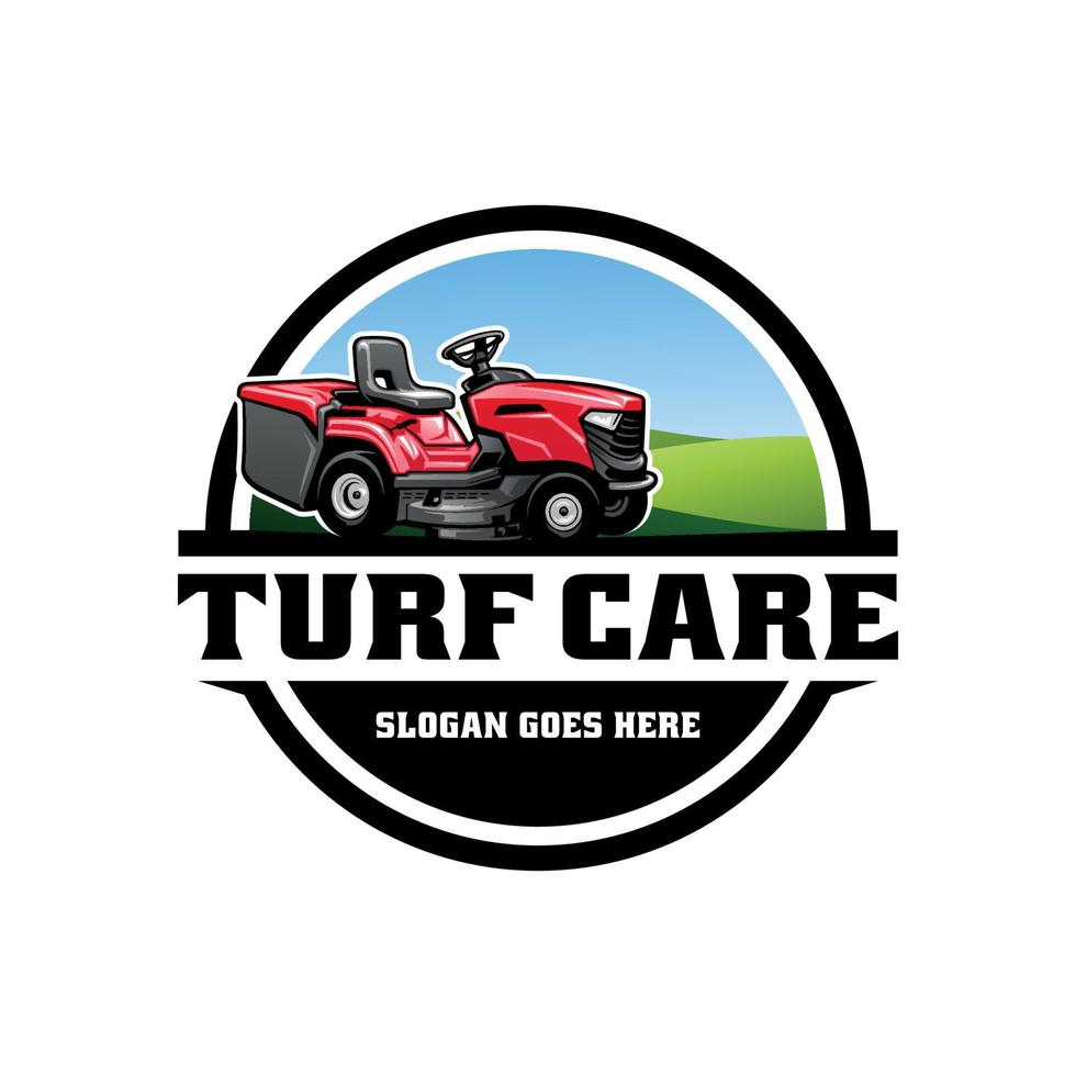 turf and lawn mower illustration logo vector