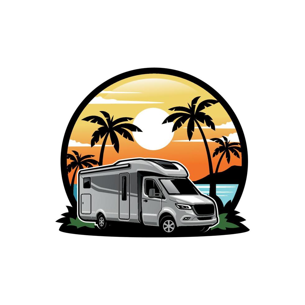 RV camping car illustration logo vector