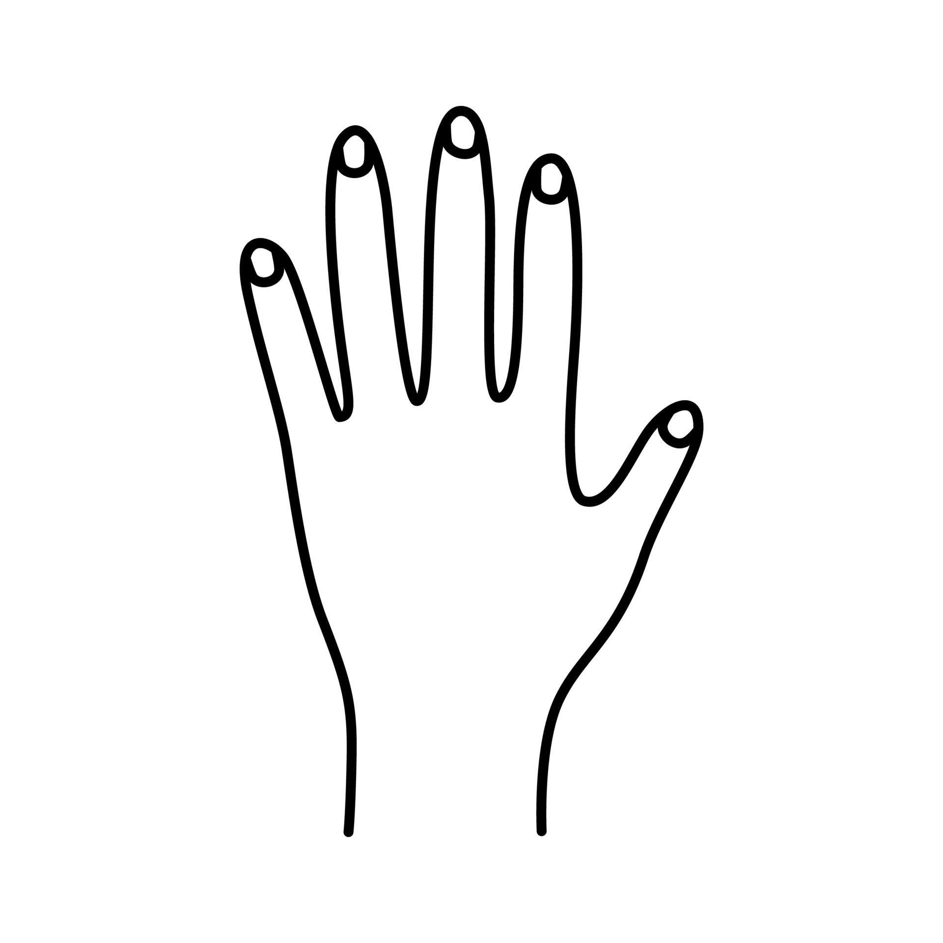 Palm five fingers up. Hand gesture of greeting, vector