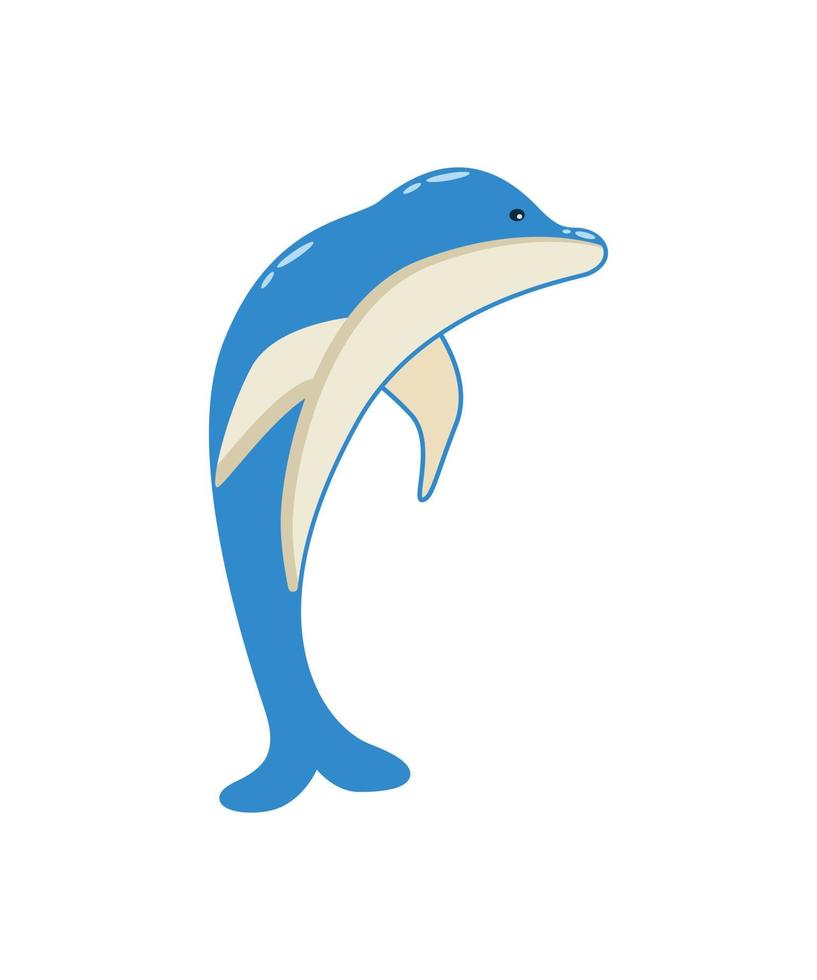 Cute dibujos animados delfines nadando, ilustración vectorial de animales marinos aislado en blanco vector