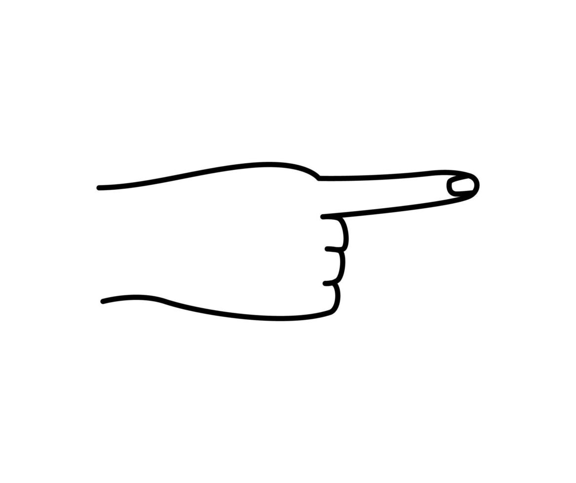 Gesture hand index finger show direction, vector illustration of isolate on white.