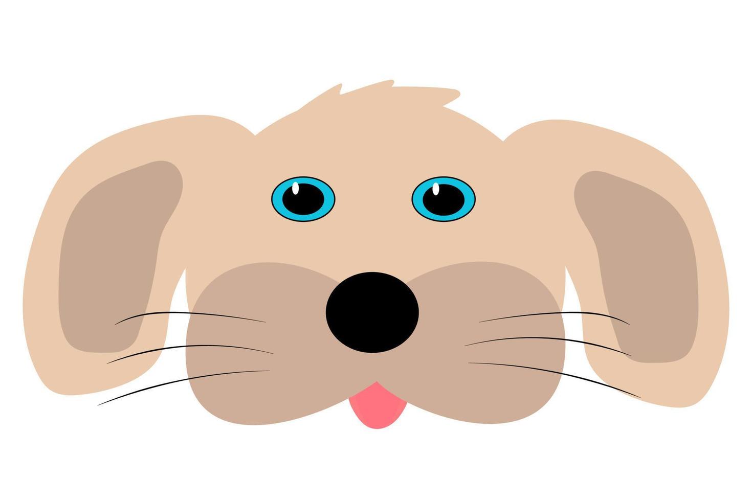 Cute dog face with blue eyes mongrel. Vector illustration Isolate on white