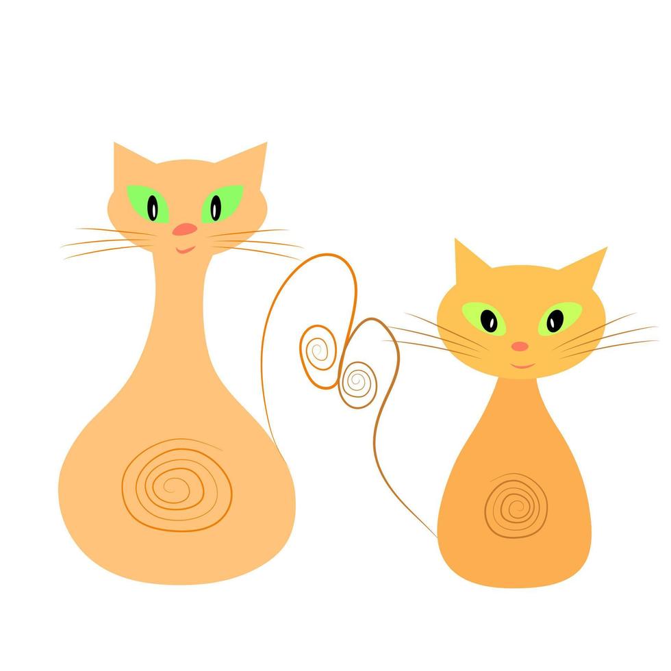 dos gatos rojos graciosos. imagen vectorial de gatos sobre fondo blanco vector