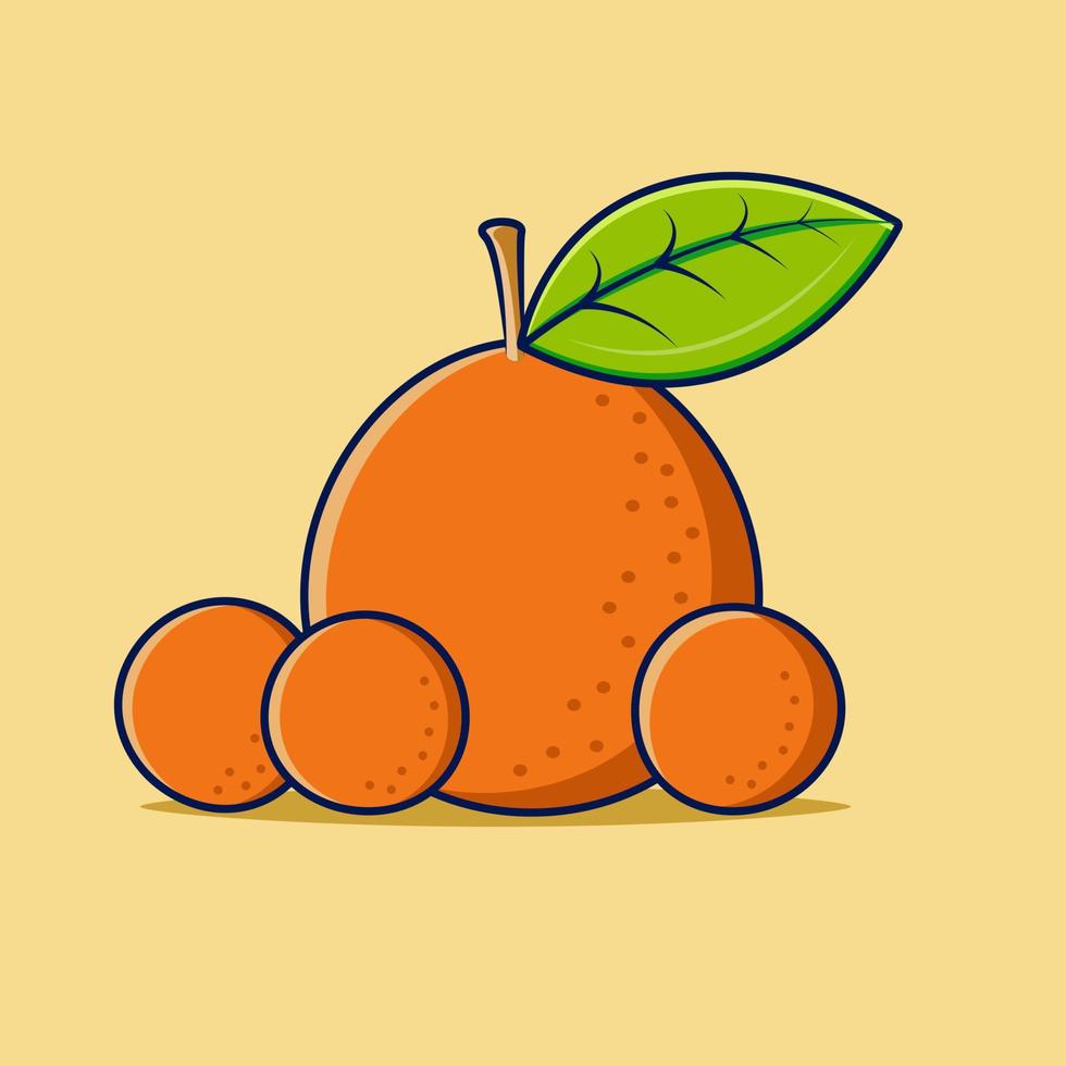 un poco de naranja fresca grande y pequeña para la ilustración de vector de fruta de icono