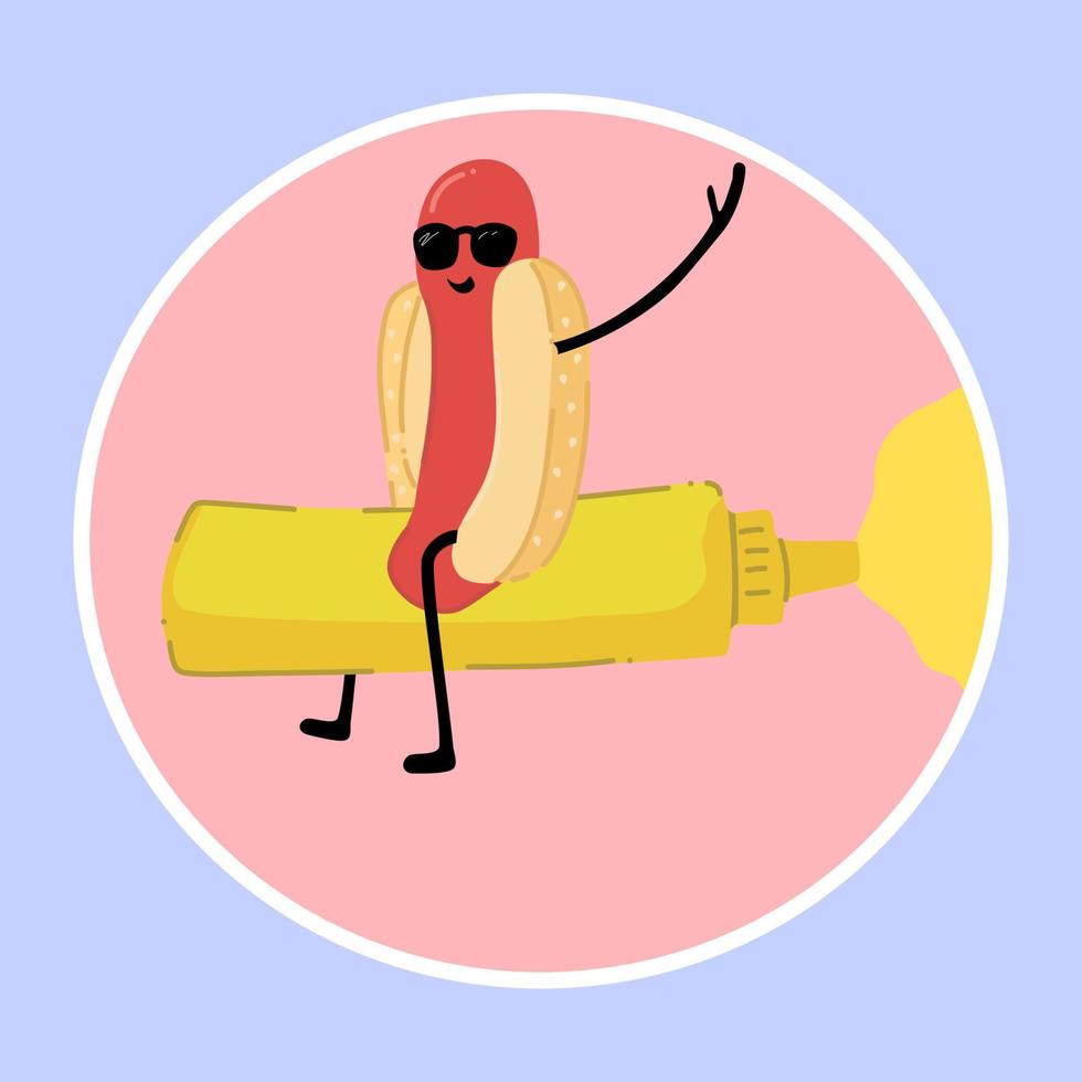 funny cartoon hot dog logotype vector