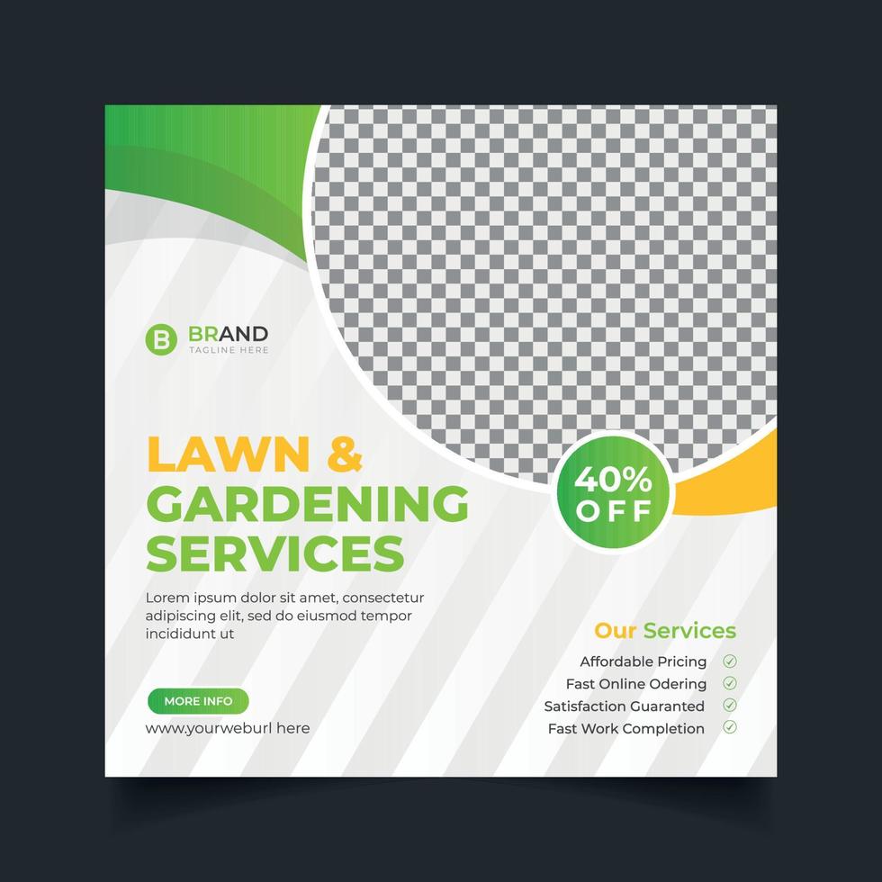 Lawn garden or landscaping service social media post and web banner template vector