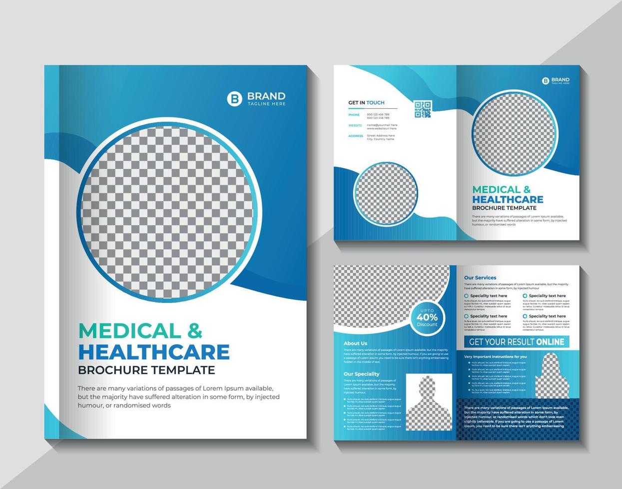 Medical or healthcare bifold brochure template vector