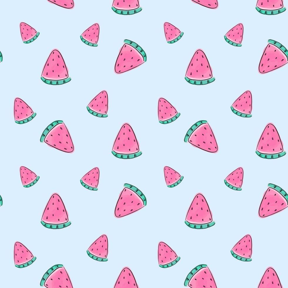 Cute Vector summer seamless pattern with watermelons.