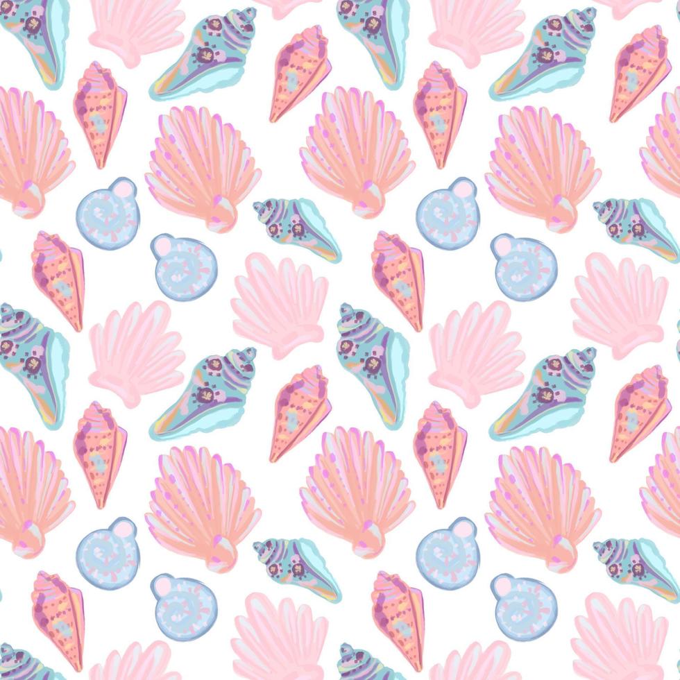Seamless pattern with seashells. Summer background. vector