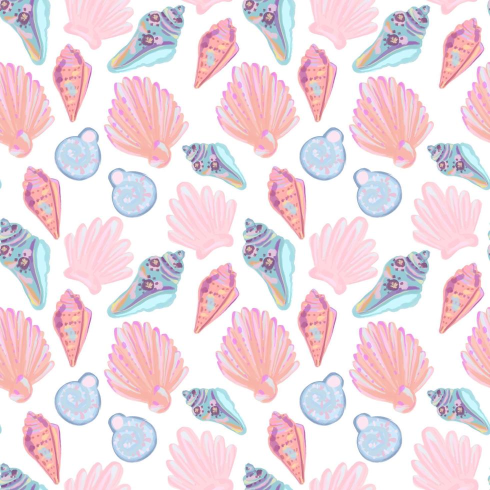 Seamless pattern with seashells. Summer background. vector