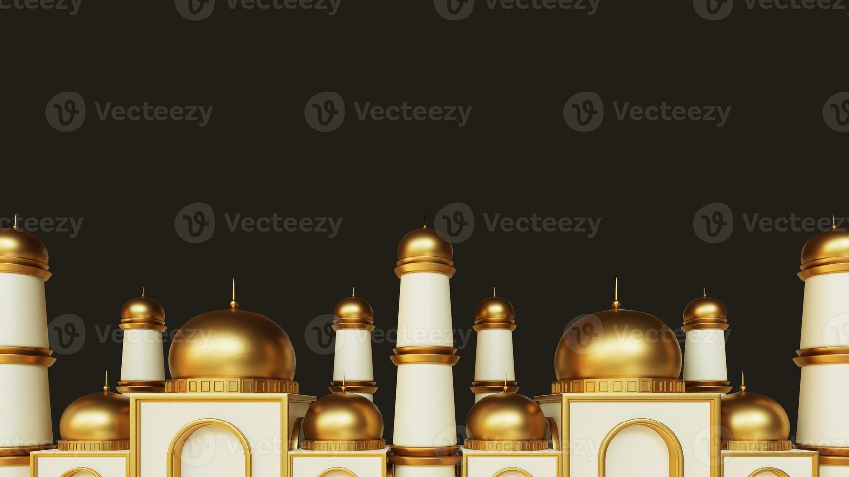 fondo de saludos de ramadan kareem con mezquita decorativa, islámica 3d realista foto