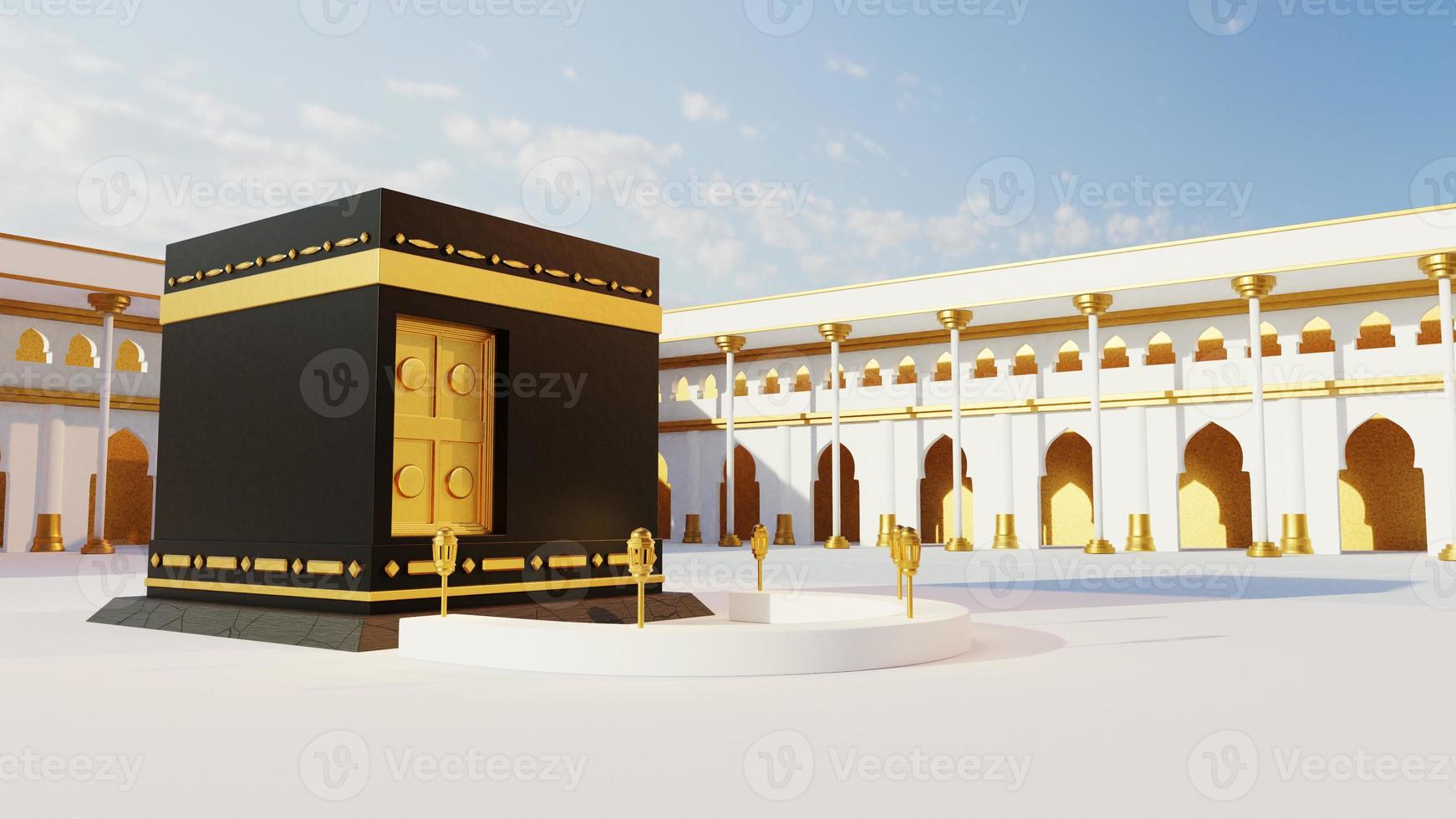 3d render kaaba en la ciudad de la meca foto