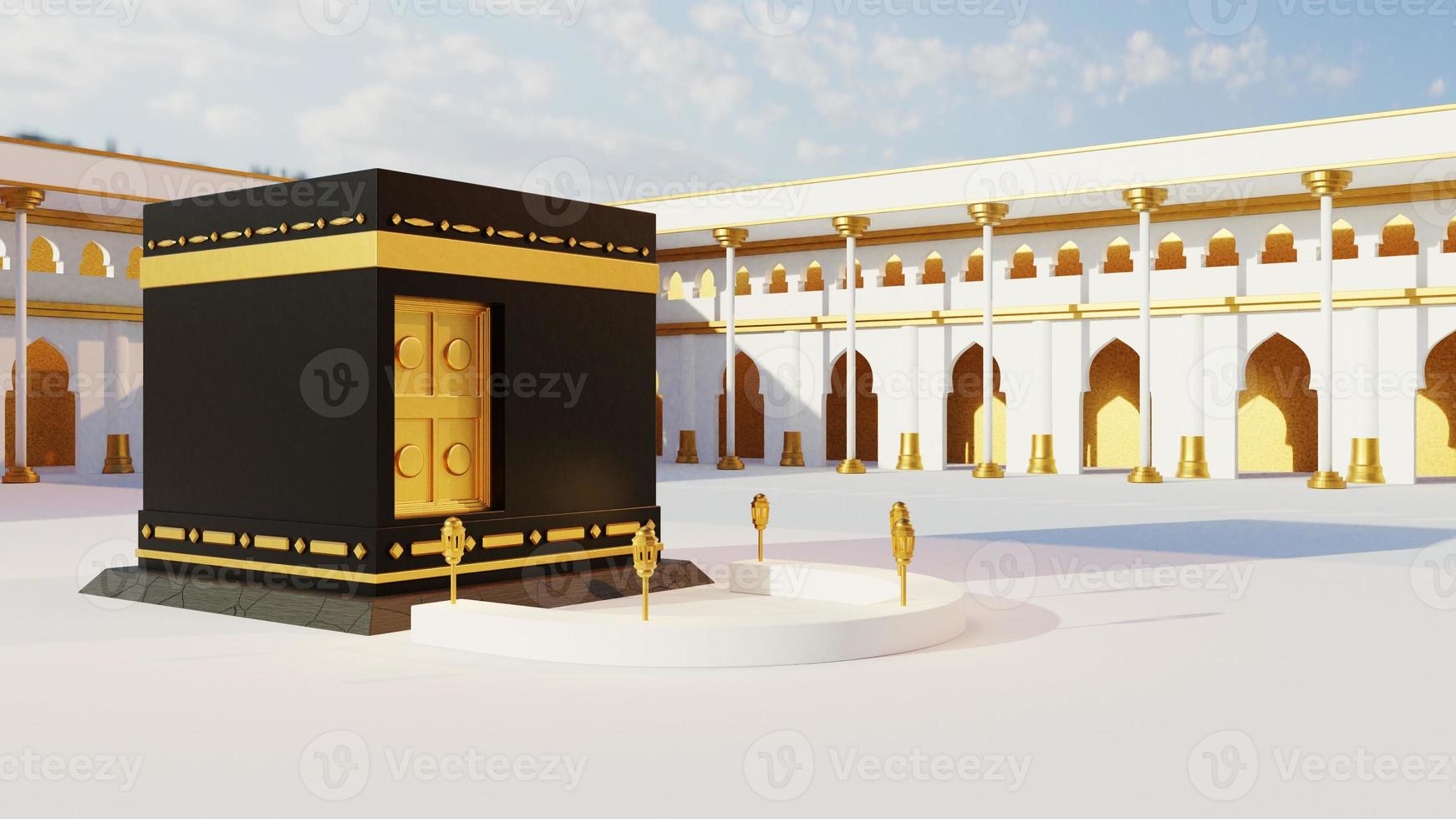 3d render kaaba en la ciudad de la meca foto