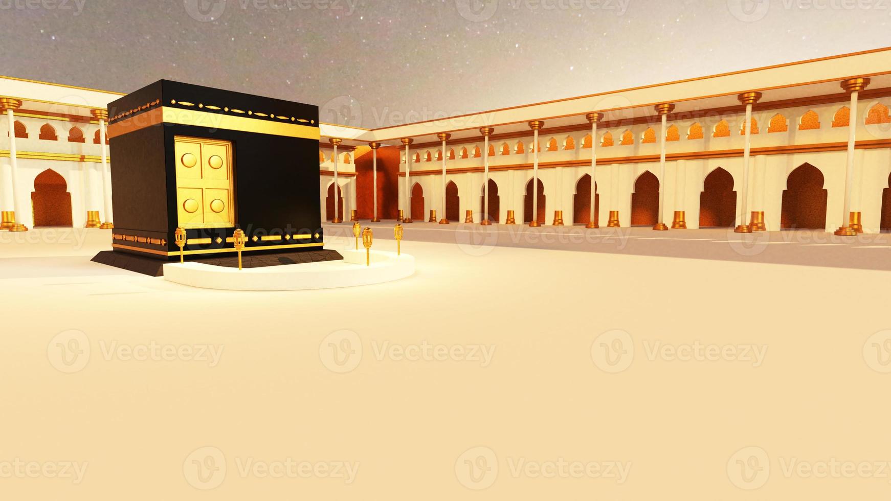 3d render kaaba in mecca city photo