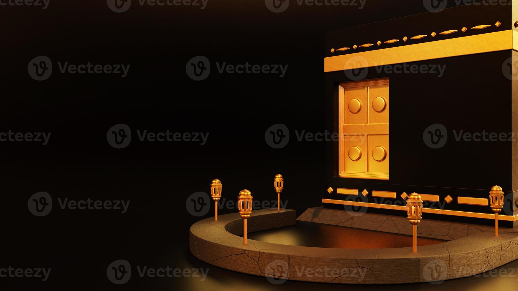 3d render kaaba with black background photo