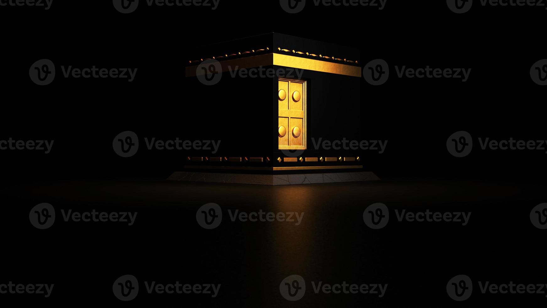 3d render kaaba with black background photo