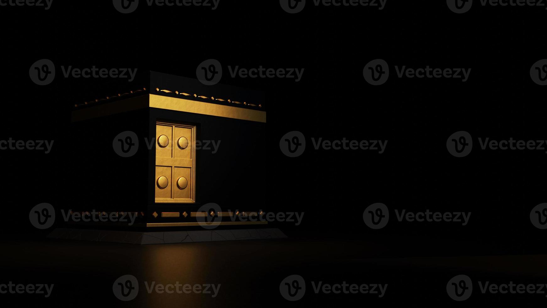 3d render kaaba with black background photo
