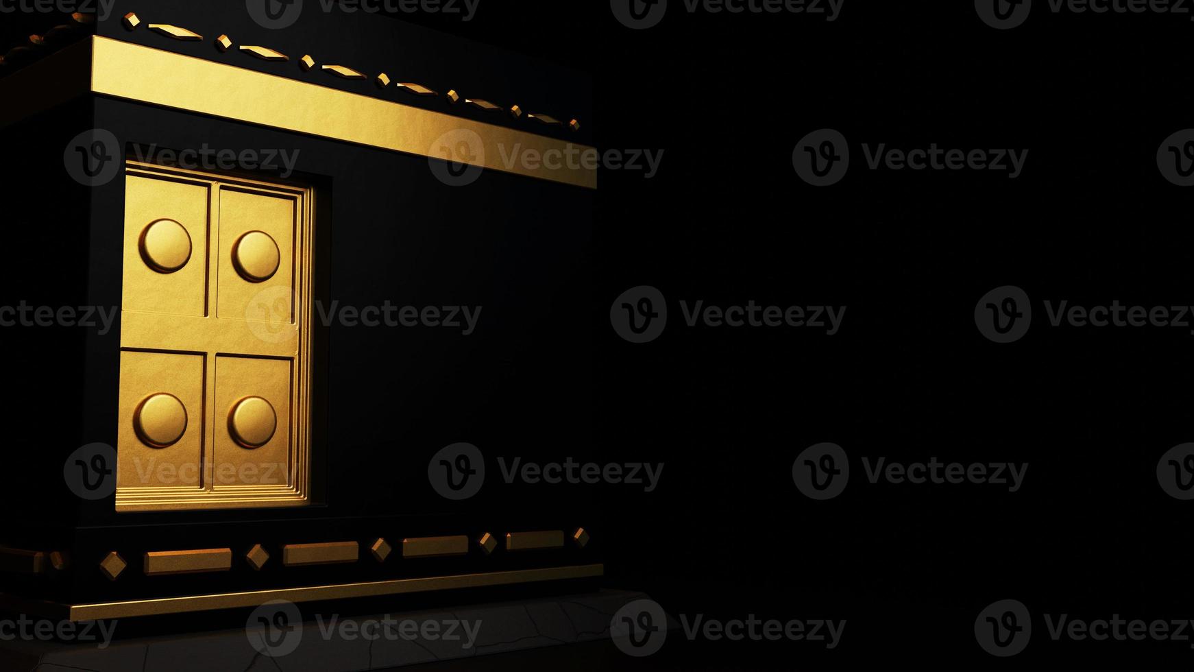 3d render kaaba with black background photo
