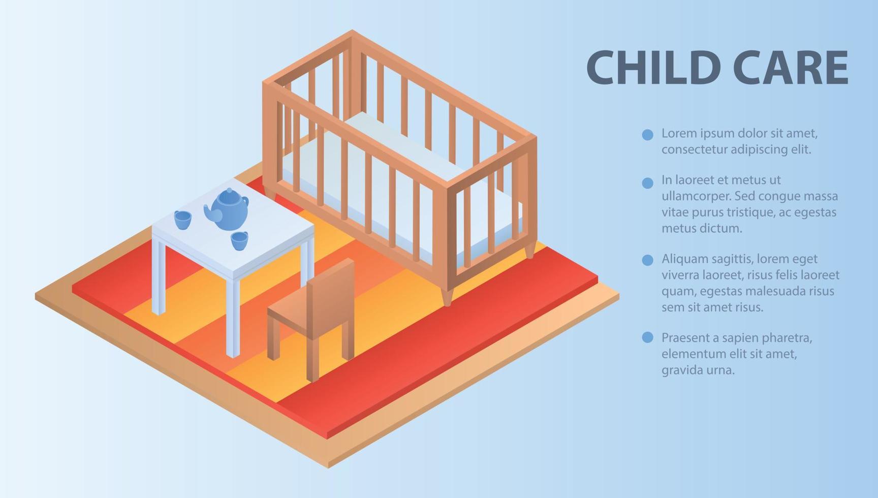 Child care concept background, isometric style vector