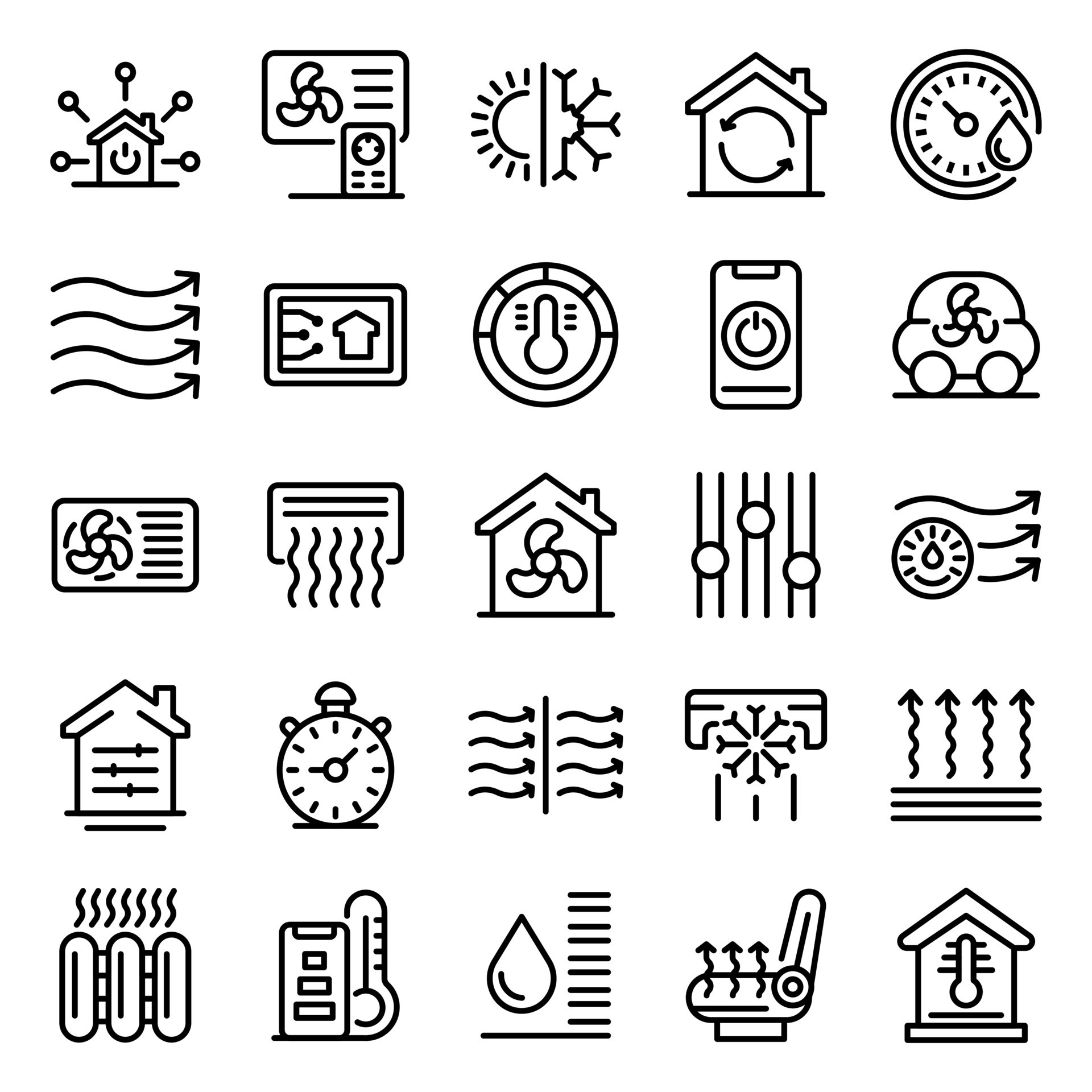 Climate control systems icons set, outline style 8603756 Vector Art at