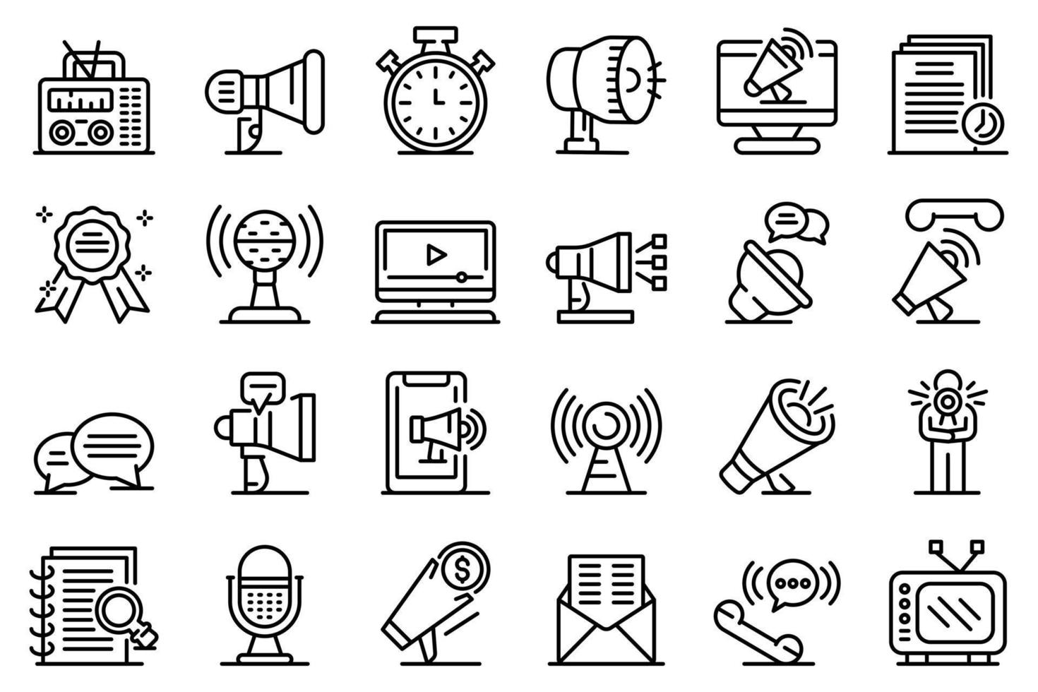 Announcer icons set, outline style vector
