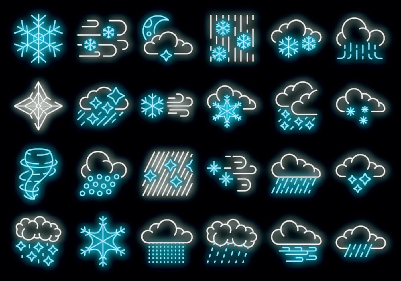 Blizzard icons set vector neon