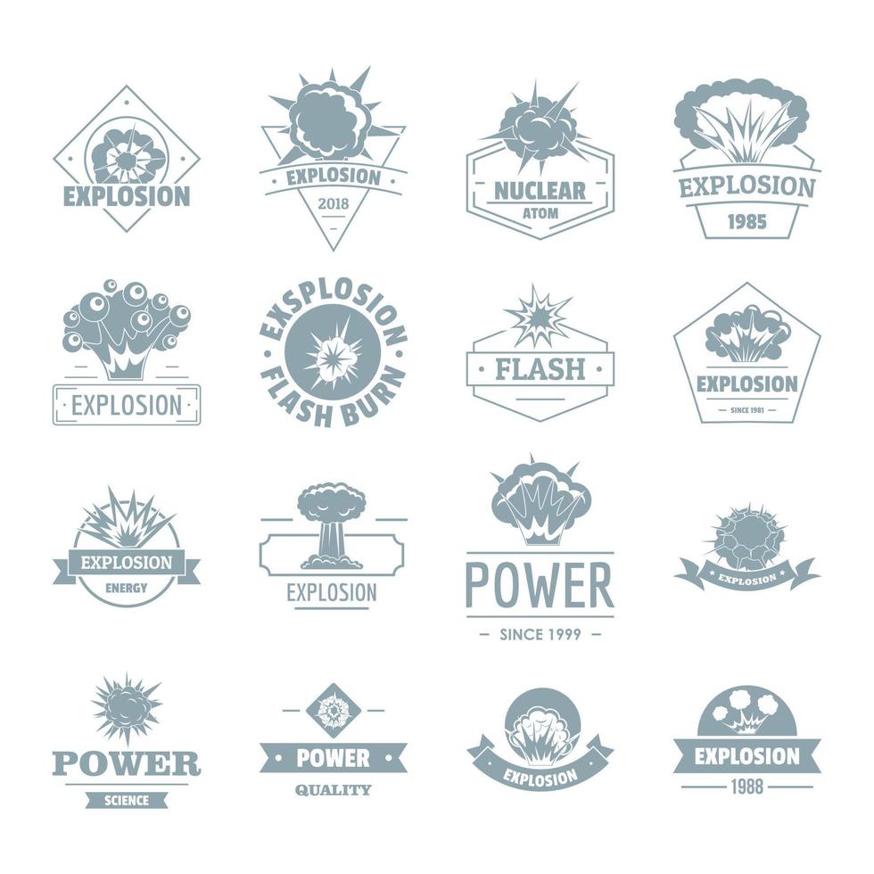 Explosion power logo icons set, simple style vector