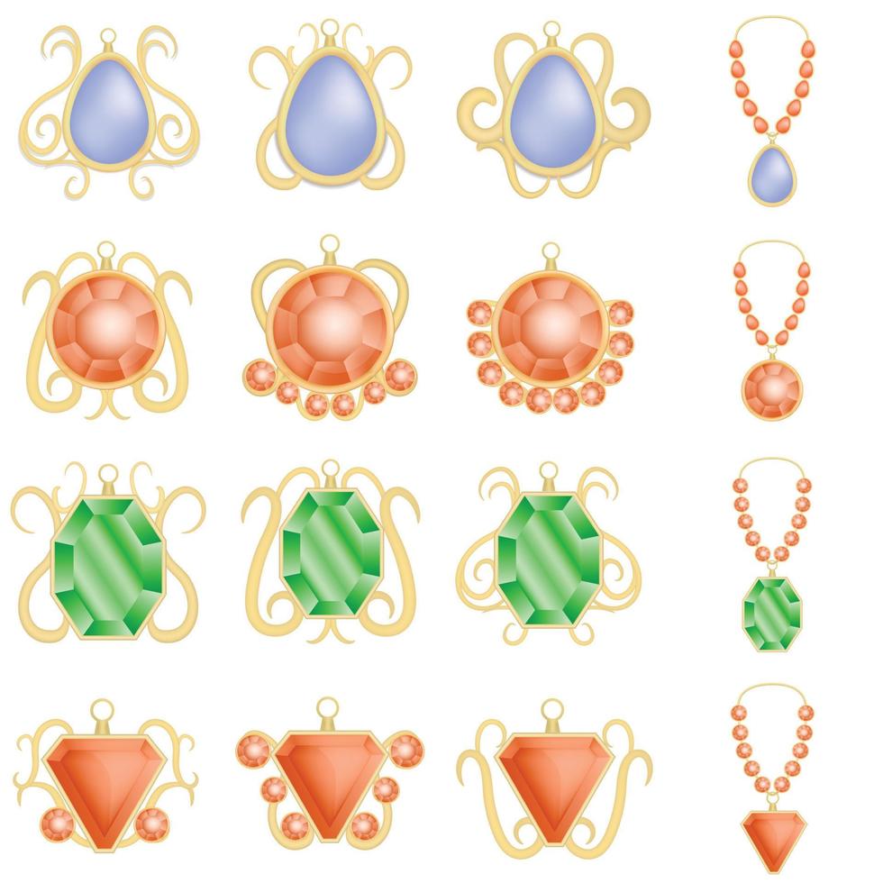 Jewellery woman luxury mockup set, realistic style vector