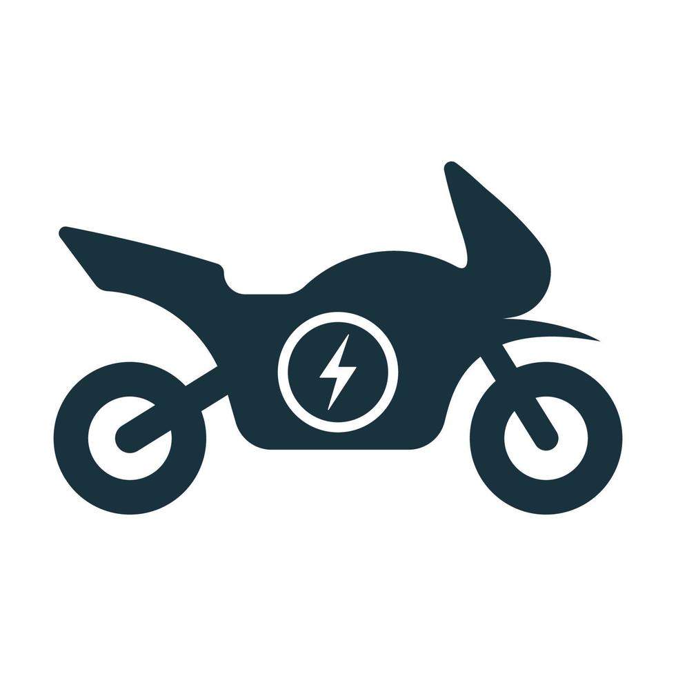 icono negro de silueta de motocicleta eléctrica. pictograma de glifo de moto eléctrica ev. icono de vehículo de moto eléctrica ecológica. transporte urbano alternativo de electricidad ecológica. ilustración vectorial aislada. vector