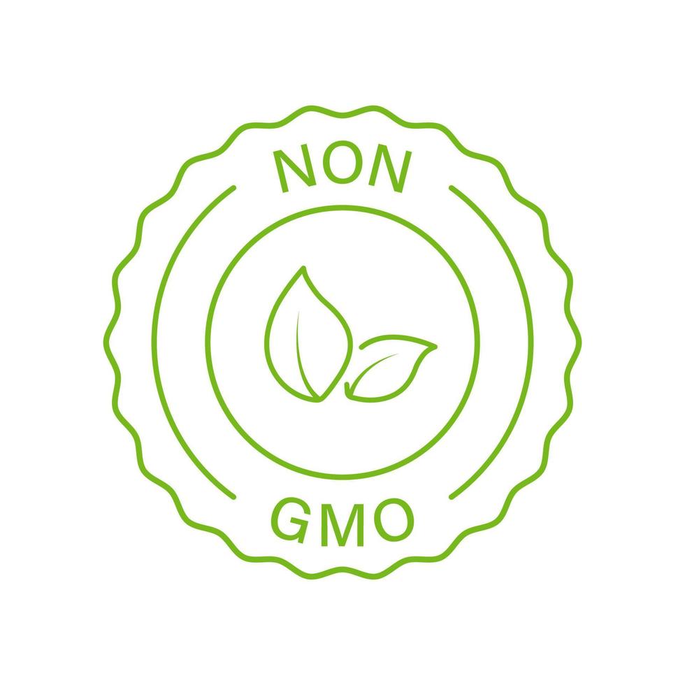 Non Gmo Label, Only Natural Organic Product Line Icon. Gmo Free Green Label. No Genetically Modified Sign. Organic Free Gmo Logo. Leaf Sign Healthy Vegan Bio Food. Isolated Vector Illustration.