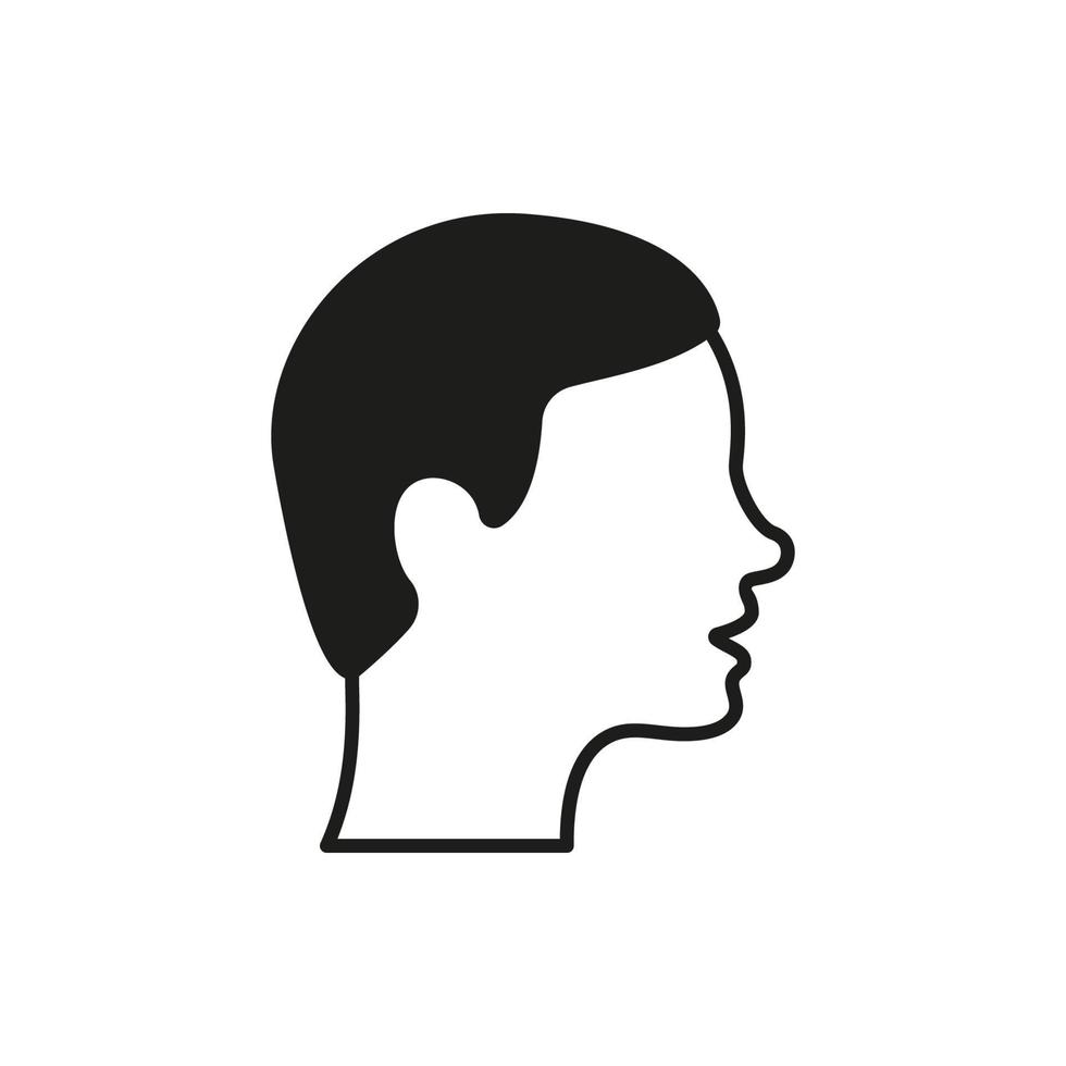 ver el icono de la silueta del hombre lateral. pictograma negro de perfil de peinado masculino. cabeza de hombre con icono de cabello refinado. ilustración vectorial aislada. vector