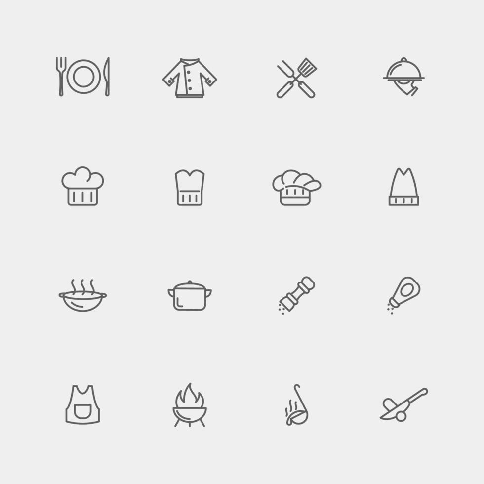 colección de iconos de elementos de chef vector