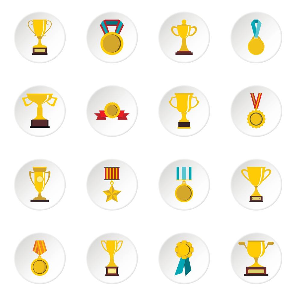 Trophy set flat icons vector