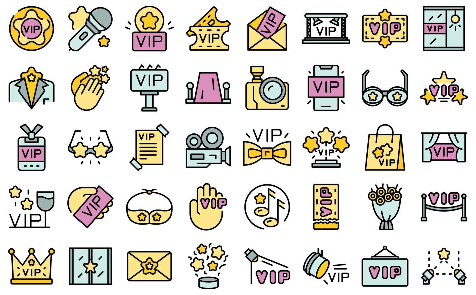 Vip event icons set vector flat