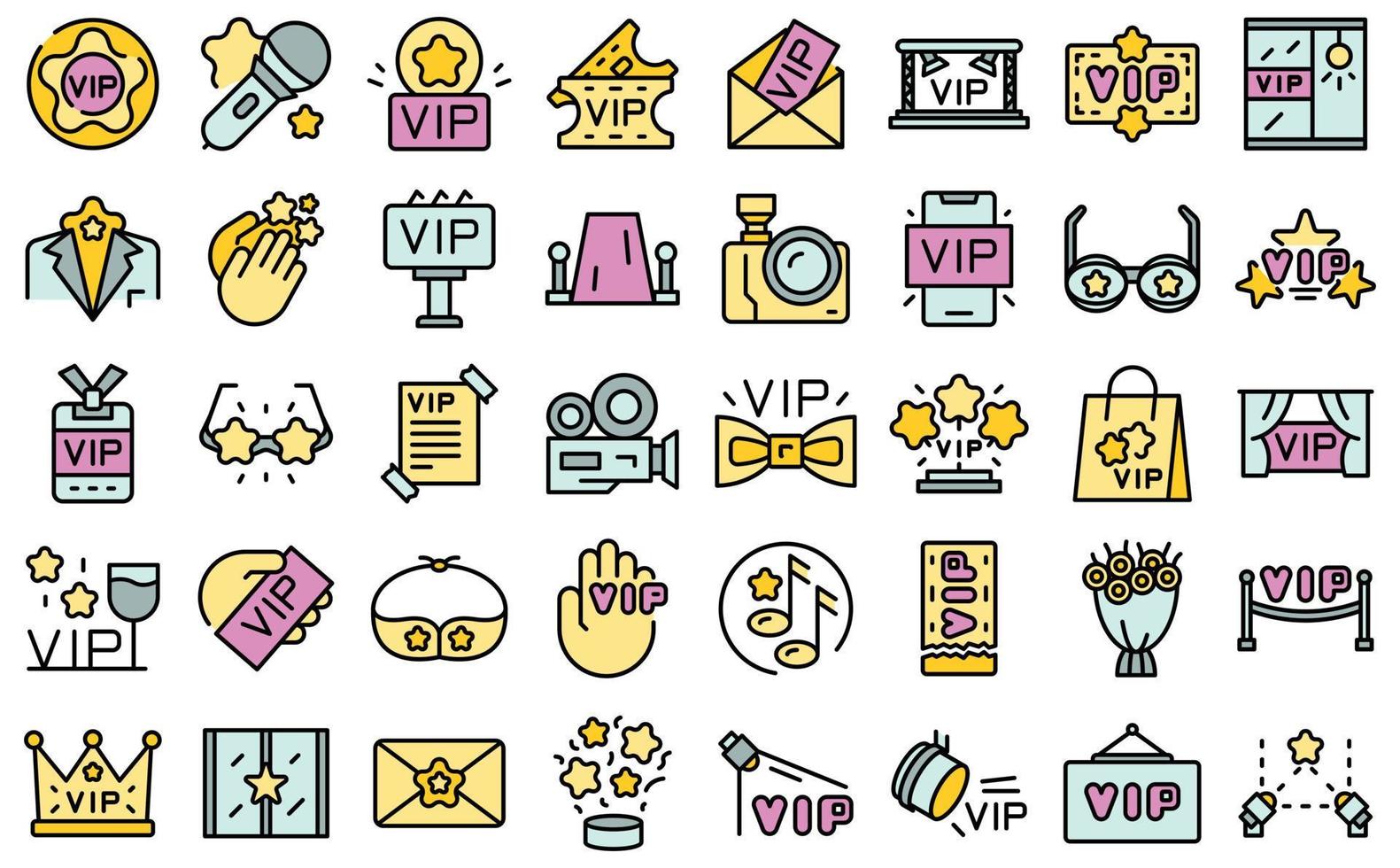 iconos de eventos vip establecer vector plano