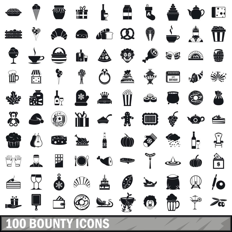 100 bounty icons set, simple style vector