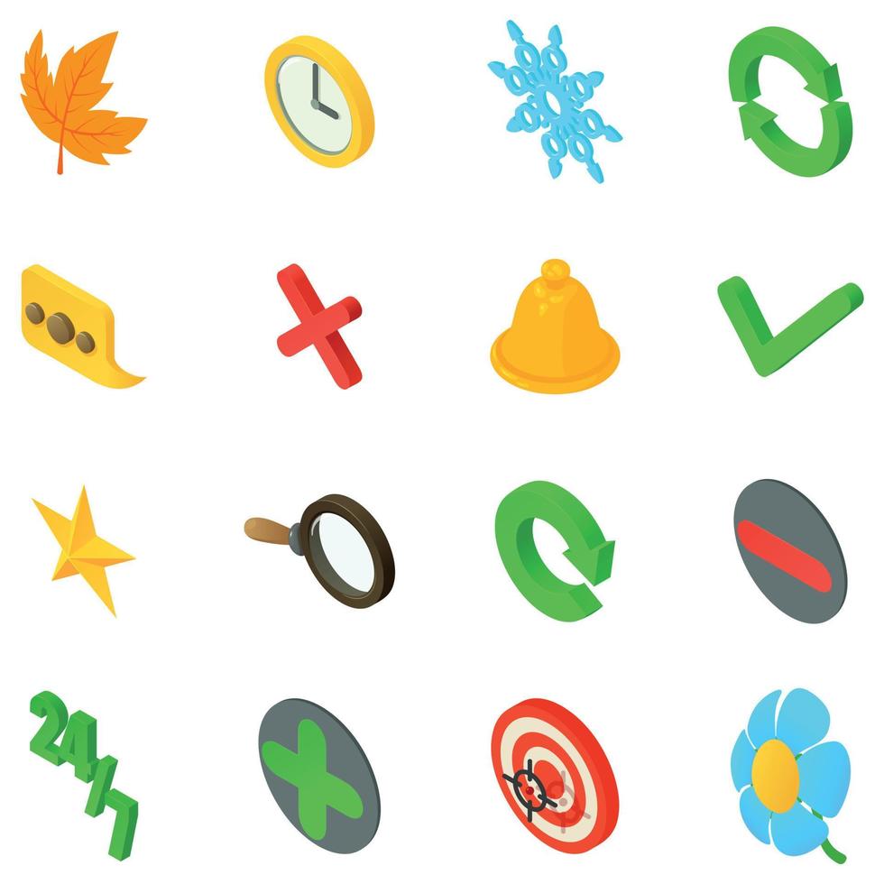 Spring time icons set, isometric style vector