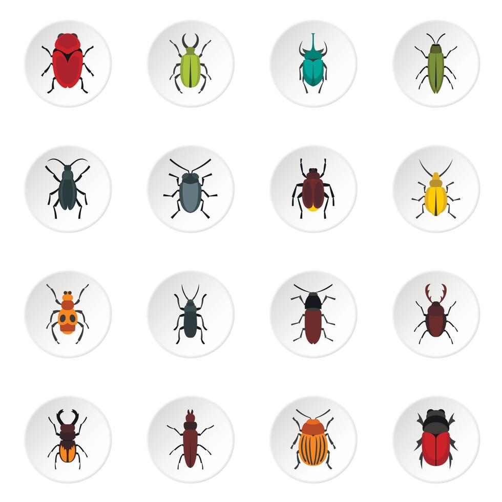 Bugs set flat icons vector