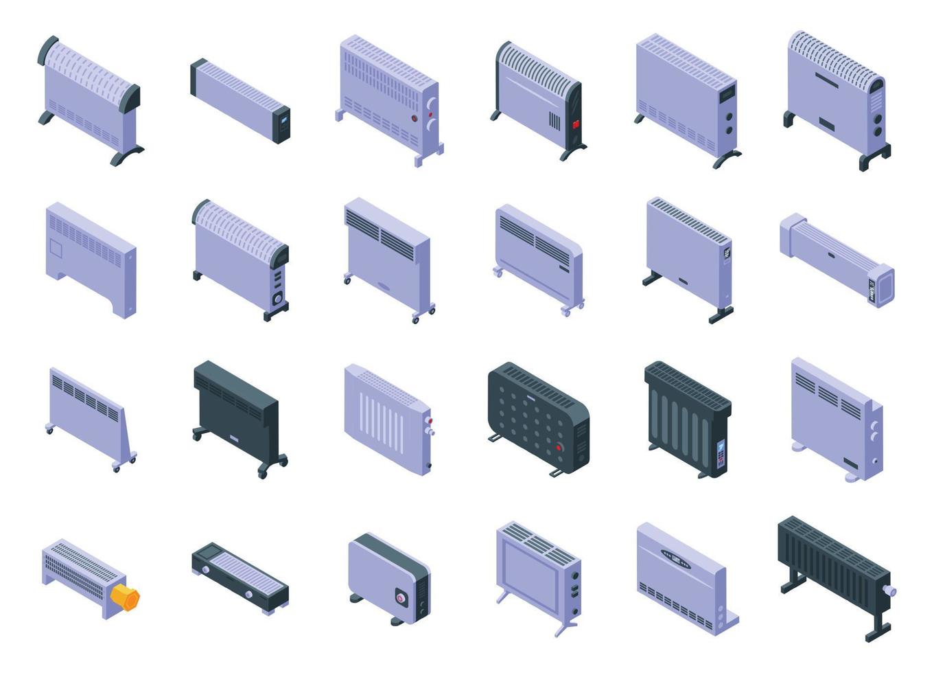 conjunto de iconos de convector vector isométrico. barras de radiador