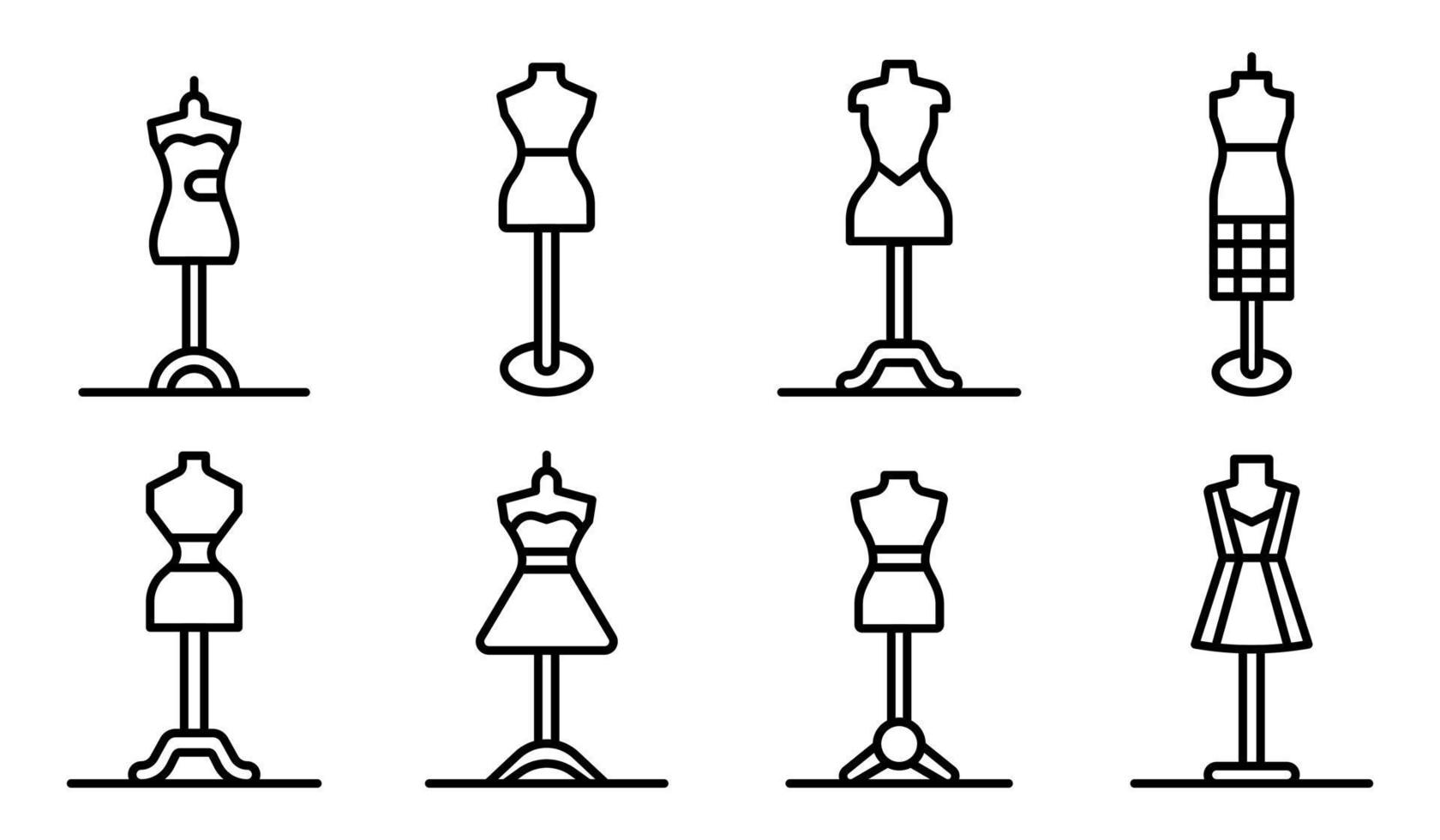 Mannequin icons set, outline style vector