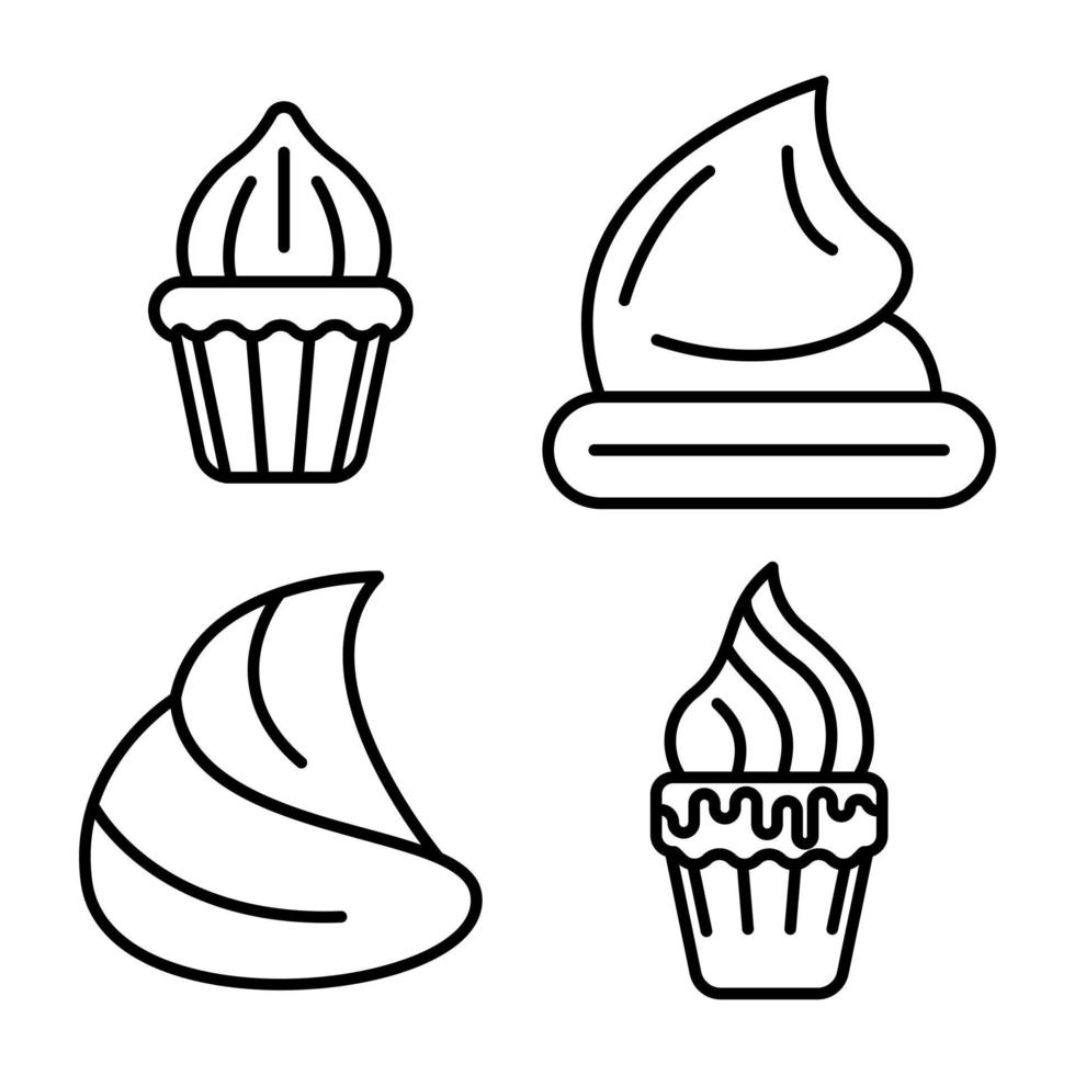 conjunto de iconos de merengue, estilo de esquema vector