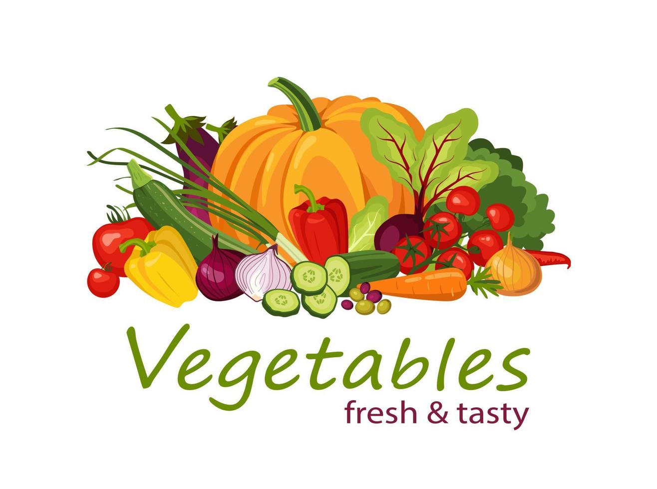 Banner with vector vegetables. Healthy food concept.