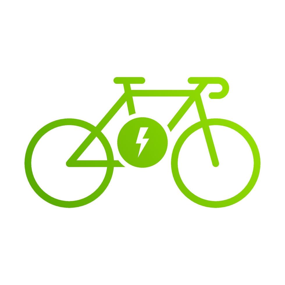 icono de silueta de bicicleta de electro energía ecológica. Pictograma de glifo verde de bicicleta ecológica eléctrica. icono de transporte híbrido ecológico. señal de energía electrónica ebike. símbolo de bicicleta electrónica. ilustración vectorial aislada. vector