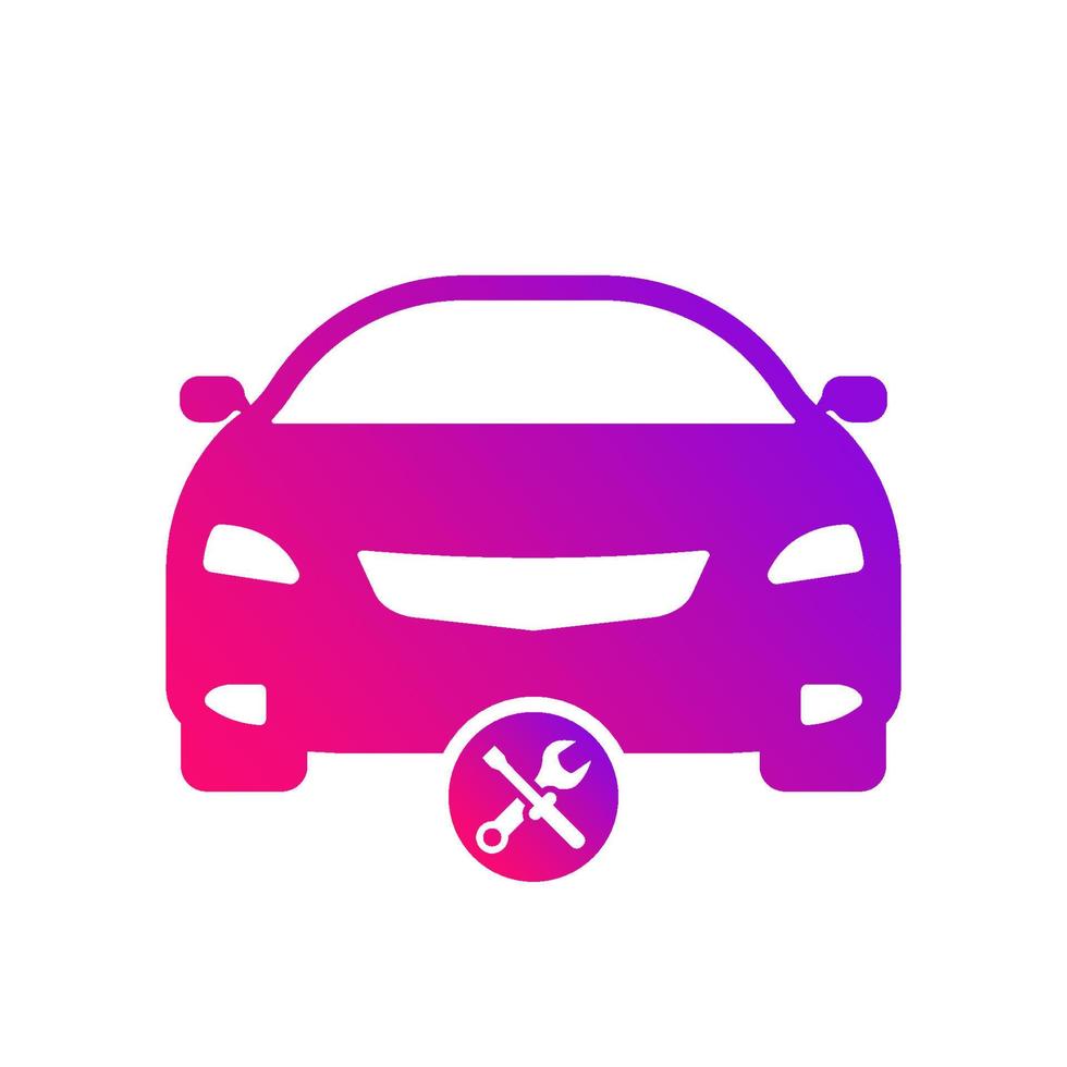 Car Repair Concept Silhouette Icon. Auto Mechanic Maintenance with Wrench Logo. Automotive Fix Service Glyph Pictogram. Vehicle Transportation Technology Assistance Icon. Vector Illustration.