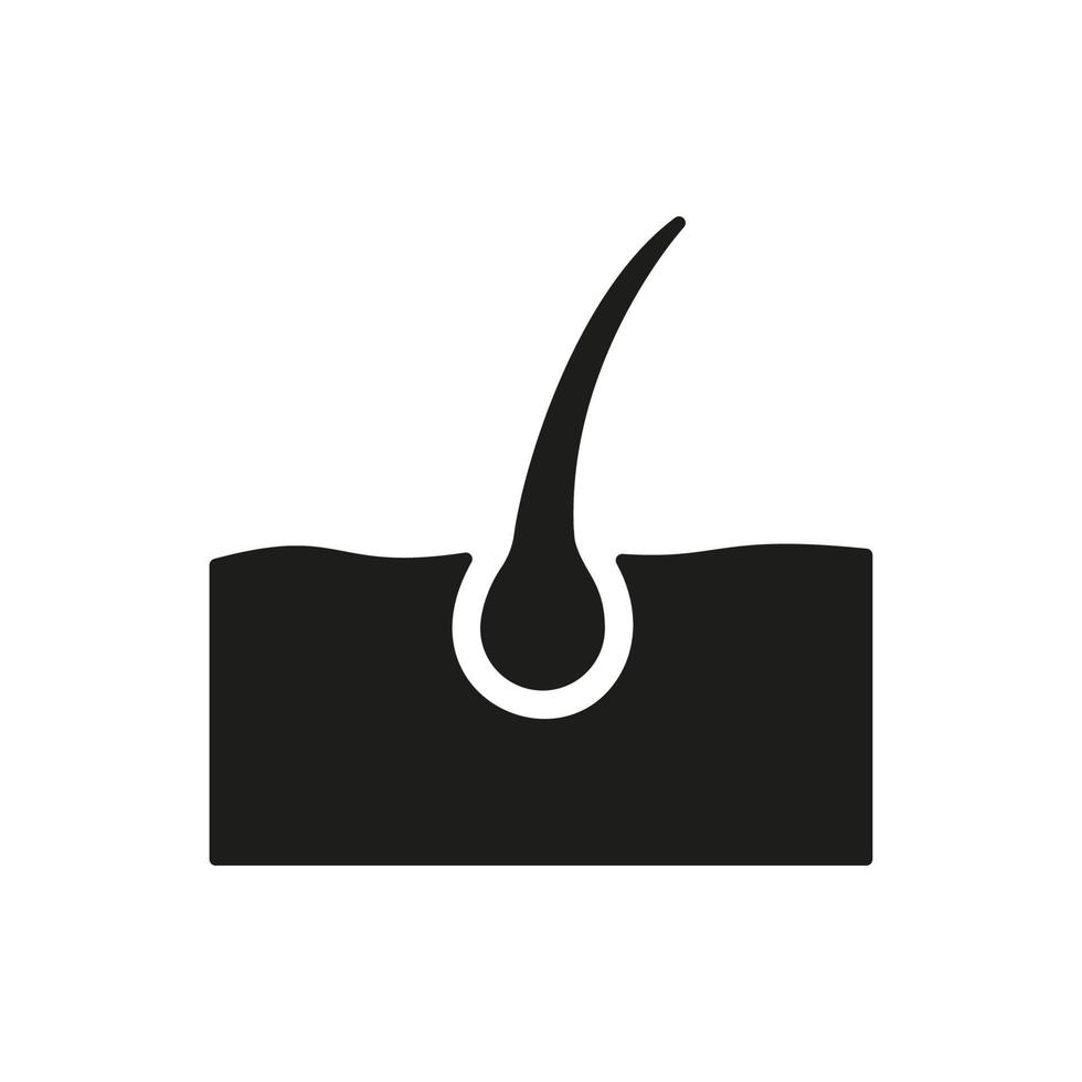 Hair Bulb Silhouette Icon. Structure of Man Follicle Black Pictogram. Icon of Hair Bulb for Science or Dermatology. Isolated Vector Illustration.