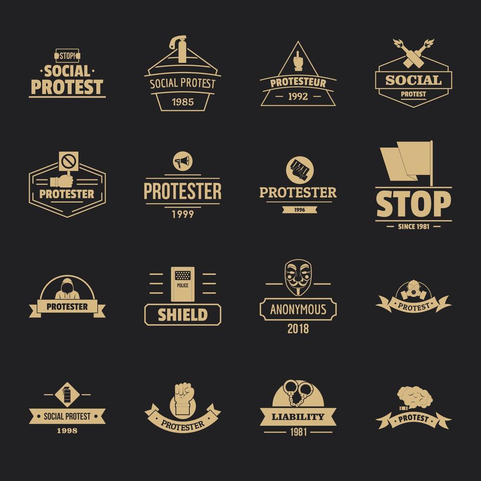 conjunto de iconos de logotipo de protesta, estilo simple vector