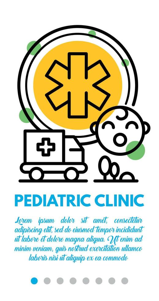 Pediatric clinic banner, outline style vector